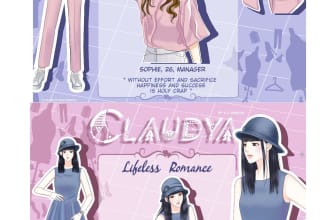 draw a design character manhwa or manga style