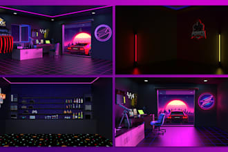 design 3d room background for stream