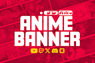 design unique anime banner for youtube, twitch, twitter etc