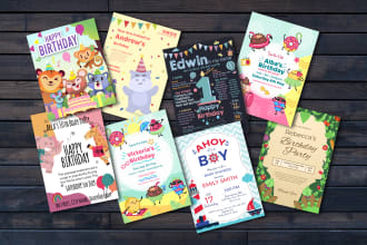 design custom invitation card design for birthdays and baby shower