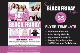 design black friday flyer, winter sale, christmas flyer in 12 hours