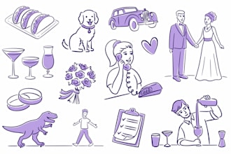 draw line art vector icons illustration doodles