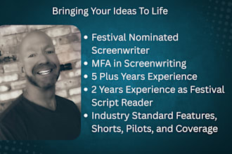 be your screenwriter, scriptwriter, screenplay writer, movie tv scripts