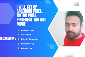 set up facebook pixel, tiktok pixel, pinterest tag and more