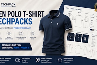 create a men polo tshirt tech pack in one day