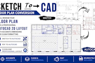 convert PDF or sketch to autocad floor plan