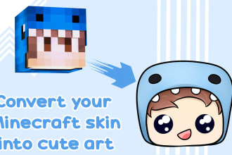 draw your minecraft skin cute cartoon avatar