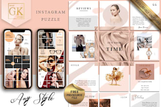 design beautiful instagram puzzle templates for you