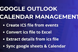 create events in google calendar, convert ics file to excel