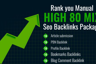 rank you manual high 80 mix seo backlinks package