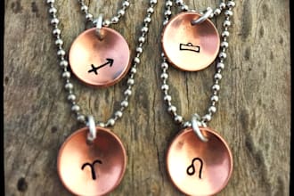 make a jewelry piece with two cute copper zodiac necklaces