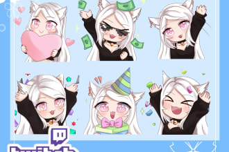 draw custom chibi emote for kick,twitch,discord,sub badge