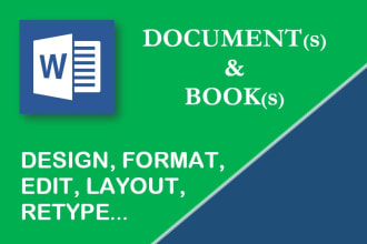 design, format, or layout ms word documents and books