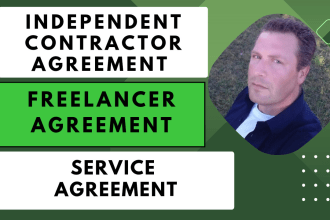 write independent contractor, freelancer or service agreement or contract