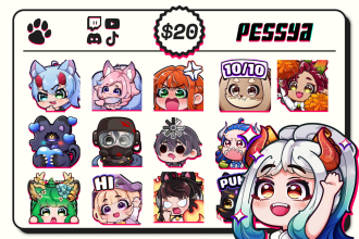 create custom anime cute chibi twitch emotes