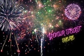 write your message or business name in new years display background