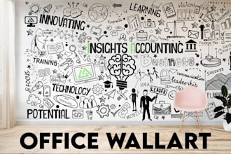 design creative mural, decal, doodle, typography, wall art