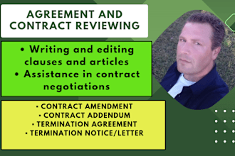 write or review contract, agreement, clause, amendment, addendum or termination
