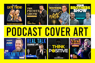 do podcast cover art and cover logo design which is professional and creative