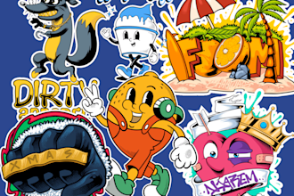 draw awesome stickers and cartoon characters design