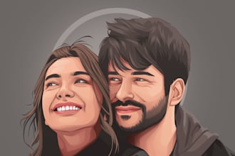 draw high realistic couple vector portrait from photo