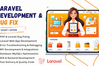 develop web app using PHP laravel, rest api, fix bugs, jquery