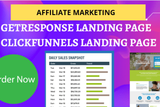 create clickfunnels, getresponse, landing page for affiliate marketing
