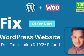 fix any wordpress, woocommerce issues, errors in 12 hours