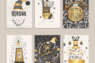 design handdrawn illustrated christmas card