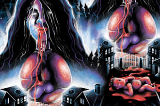 draw an awesome vintage horror dark illustration