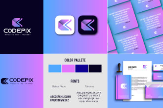 make a professional gradient minimalist logo n  branding kit
