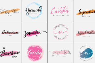 design premium watercolor, feminine, signature, cursive logo