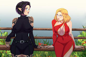 draw cute or romantic anime couple art for anniversary gift
