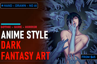 draw anime style dark fantasy art and horror illustration
