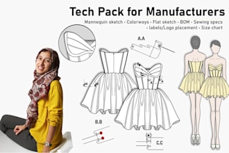 make your professional fashion tech pack for production