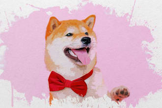 draw digital water color painting of your pet