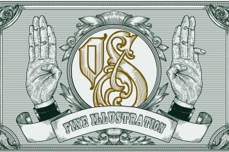 make money engraving art style illustration