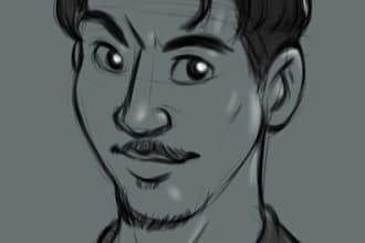 digital sketch portrait and caricature
