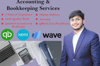 do accounting and bookkeeping using quickbooks, xero, wave, excel spreadsheet