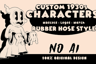 create rubber hose cartoon characters in 1930s style