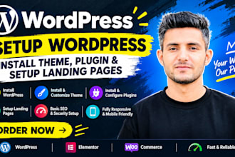 do wordpress installation, theme plugin setup, demo import