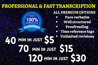deliver professional audio, video, interview, podcast transcription