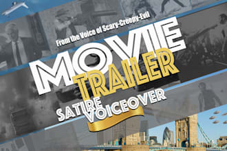 record dramatic satire movie trailer voice over