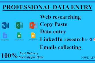do data entry, web research, find emails, linkedin research
