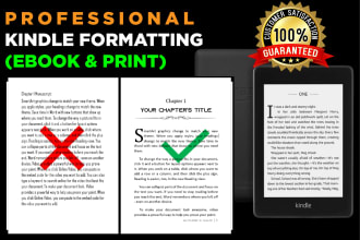 do KDP book formatting and layout design for kindle, lulu
