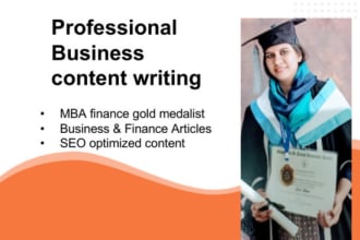 write business, management, finance content, articles, blogs