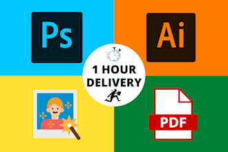 do any photoshop editing work, resize, background remove in 1 hour