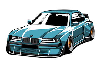 draw your car or vehicle into vector cartoon art