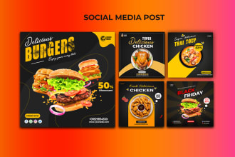 create social media, instagram post and food poster, food banner product design