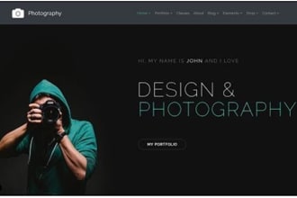 design photography, portfolio website with booking functionality